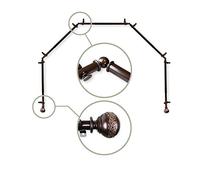 Rod Desyne 13/16" Nathan 5-Sided Bay Window Curtain Rod, Cocoa