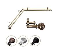 Rod Desyne Corner Window Double Curtain Rod, Alloy Steel, Antique Brass, 28-48"