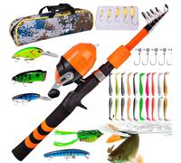 Rod for Children, Equipment for Children 8-14 - Ola di con Kid Soft Telescopic with Bag - Accessories for the and Reel Combo for Survival, Breaks