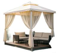 Rod Pocket Polyester Mesh Curtain for Outdoor For Patio Pergola Gazebo with Natural Light Control and Air Movement (250cm Sparkling Wine Color)