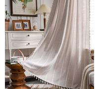 Rod Pocket Semi Sheer Linen Curtains 140x250cm, Sheer Drapes 2 Panels Set, Window Treatments for Bedroom Light Filtering, Privacy Voile Living Room Kitchen Curtain