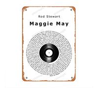 Rod Stewart Maggie May Vinyl Record Song Lyrics Music Poster Print Metal Tin Sign Vintage Tin Sign for Home Coffee Wall Decor 8x12 Inch