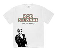 Rod Stewart T Shirt Rock The Holidays Logo Official White M