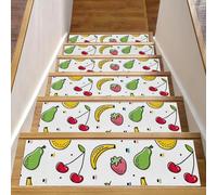 RODAILYCAY 15 Packs Carpet Stair Treads, 8" x 30" Stair Treads for Wooden Steps, Ellie Pear Strawberry Non-Slip Staircase Mats Pads, Residue Free Stairway Runner for Kids Elders Dogs