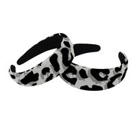 RODAILYCAY 2 Packs Wide Top Turban Velvet Hair Bands, Abstract Leopard Texture Fashion Head Wrap, Hair Head Bands Elastic Headband for Women, 2 Size