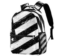 RODAILYCAY American Flag with Rough Grunge Distressed Texture Travel Laptop Backpack, 16 Inch Large School Backpacks for Teen Boys and Girls, WaterProof Computer Bag Bookbag