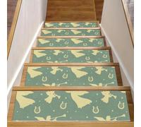 RODAILYCAY Angels Harps Trumpets Vintage Stair Treads for Wooden Steps, 15 Pieces Non-Slip Carpet Stair Runner, Indoor Step Treads Washable Staircase Runners Rugs for Kids Elders Pets