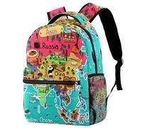 RODAILYCAY Asia Map Travel Laptop Backpack, College High School Backpack, Large Capacity Bookbag, Cute Backpack for Men Women