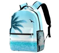 RODAILYCAY Beautiful Tropical Scene Illustration Travel Laptop Backpack, 16 Inch Large School Backpacks for Teen Boys and Girls, WaterProof Computer Bag Bookbag