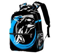 RODAILYCAY Black Killer Whale Orca School Backpack for Men & Women, Travel Bag with Laptop Compartmen, Lightweight School Bookbag, Middle High School Backpack for Boys Girls