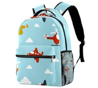 RODAILYCAY Cartoon Helicopter Airplane Pattern Travel Laptop Backpack, 16 Inch Large School Backpacks for Teen Boys and Girls, WaterProof Computer Bag Bookbag