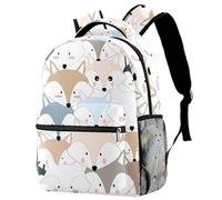 RODAILYCAY Comic Cartoon Foxes Head Pattern School Backpack for Men & Women, Travel Bag with Laptop Compartmen, Lightweight School Bookbag, High School Middle Backpack for Boys Girls