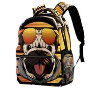 RODAILYCAY Creative Funny Pug Dog with Sunglasses Travel Laptop Backpack, 16 Inch Large School Backpacks for Teen Boys and Girls, WaterProof Computer Bag Bookbag