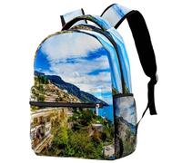 RODAILYCAY Cute Backpack for Teen, Girls, Boys, Amalfi Coast Large Capacity Bookbag, Travel Laptop Backpack, Water Resistant College School Bag