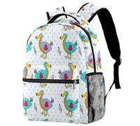 RODAILYCAY Cute Backpack for Teen, Girls, Boys, Cartoon Dodo Bird Dots Pattern Large Capacity Bookbag, Travel Laptop Backpack, Water Resistant College School Bag