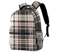 RODAILYCAY Cute Backpack for Teen, Girls, Boys, Classic Plaid Check Pattern Black Gray Large Capacity Bookbag, Travel Laptop Backpack, Water Resistant College School Bag