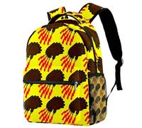RODAILYCAY Cute Backpack for Teen, Girls, Boys, Grizzly Bear Claw Yellow Background Large Capacity Bookbag, Travel Laptop Backpack, Water Resistant College School Bag