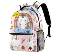 RODAILYCAY Cute Cats Kittycorn Unicorn Travel Laptop Backpack, College High School Backpack, Large Capacity Bookbag, Cute Backpack for Men Women