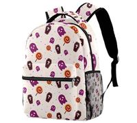 RODAILYCAY Cute Halloween Coffin Ghost Pattern Travel Laptop Backpack, College High School Backpack, Large Capacity Bookbag, Cute Backpack for Men Women