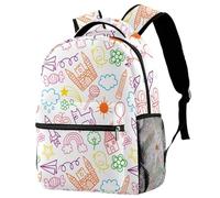 RODAILYCAY Cute School Bags for Girls Boys, Children Drawings Pattern Creative Large Backpack Rucksack for School, Lightweight Travel Laptop Backpack