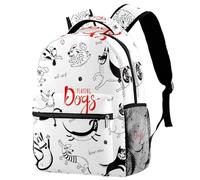 RODAILYCAY Cute School Bags for Girls Boys, Dog Pattern Dog Play Large Backpack Rucksack for School, Lightweight Travel Laptop Backpack
