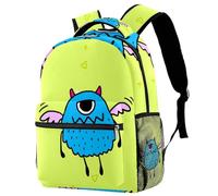 RODAILYCAY Cute School Bags for Girls Boys, Monster Yellow Large Backpack Rucksack for School, Lightweight Travel Laptop Backpack