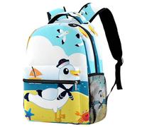 RODAILYCAY Cute School Bags for Girls Boys, Seagull on the Beach Large Backpack Rucksack for School, Lightweight Travel Laptop Backpack