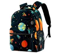 RODAILYCAY Cute School Bags for Girls Boys, Universe Planet Rocket Trajectory Large Backpack Rucksack for School, Lightweight Travel Laptop Backpack
