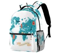 RODAILYCAY Cute School Bags for Girls Boys, World Tourism Day Background Large Backpack Rucksack for School, Lightweight Travel Laptop Backpack