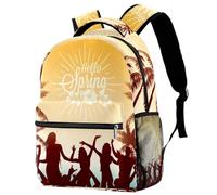 RODAILYCAY Dancing on the Beach Backpack for Women, 16 Inch Laptop Backpack, College Bookbag School Bag, Water Resistant Travel Hiking Daypack