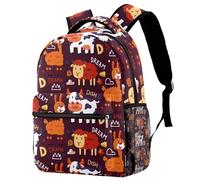 RODAILYCAY Doodle Word Drama Dream Cow Sheep Dish School Backpack for Men & Women, Travel Bag with Laptop Compartmen, Lightweight School Bookbag, Middle High School Backpack for Boys Girls