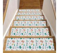 RODAILYCAY Eiffel Tower Big Ben Travel Pattern Stair Treads for Wooden Steps Non Slip 15 Pieces 8" x 30" Carpet Stairs Runner Indoor, Safety Stairway Mats for Kids Elders and Pets