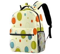 RODAILYCAY Geometric Circle Green Blue Orange Travel Laptop Backpack, College High School Backpack, Large Capacity Bookbag, Cute Backpack for Men Women