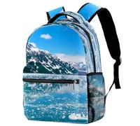 RODAILYCAY Glacier Blue Sky School Backpack for Men & Women, Travel Bag with Laptop Compartmen, Lightweight School Bookbag, Middle High School Backpack for Boys Girls
