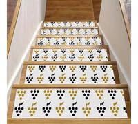 RODAILYCAY Golden Black Creative Grapes 15 Pieces Carpet Stair Treads, 8" x 30" Stair Treads for Wooden Steps, Non-Slip Staircase Mat Pads, Stairway Runner for Kids Elders Dogs