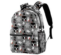 RODAILYCAY Halloween Ghost Castle Spider Travel Laptop Backpack, College High School Backpack, Large Capacity Bookbag, Cute Backpack for Men Women