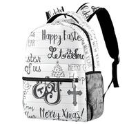 RODAILYCAY Hand Drawn Christmas Easter Doodles Travel Laptop Backpack, 16 Inch Large School Backpacks for Teen Boys and Girls, WaterProof Computer Bag Bookbag