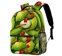 RODAILYCAY Healthy Green Salad Dish Backpack for Women, 16 Inch Laptop Backpack, College Bookbag School Bag, Water Resistant Travel Hiking Daypack