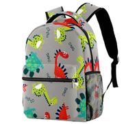 RODAILYCAY Hello Red Green Blue Dinosaur Backpack for Women, 16 Inch Laptop Backpack, College Bookbag School Bag, Water Resistant Travel Hiking Daypack