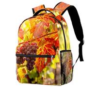 RODAILYCAY Kids Backpack, Autumn Grapes Fruit Grapevine School Backpack, Waterproof Rucksack Casual Daypack, Book Bag Laptop Bag for Men Women