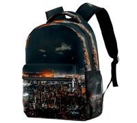 RODAILYCAY Kids Backpack, Beautiful Architecture Building Cityscape School Backpack, Waterproof Rucksack Casual Daypack, Book Bag Laptop Bag for Men Women