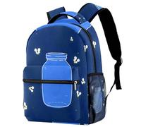 RODAILYCAY Kids Backpack, Blue Firefly School Backpack, Waterproof Rucksack Casual Daypack, Book Bag Laptop Bag for Men Women