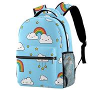 RODAILYCAY Kids Backpack, Clouds Stars Rainbows School Backpack, Waterproof Rucksack Casual Daypack, Book Bag Laptop Bag for Men Women