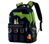 RODAILYCAY Kids Backpack, Florida Map Illustration School Backpack, Waterproof Rucksack Casual Daypack, Book Bag Laptop Bag for Men Women