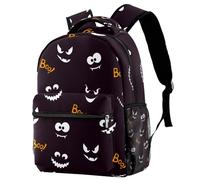 RODAILYCAY Kids Backpack, Halloween Boo School Backpack, Waterproof Rucksack Casual Daypack, Book Bag Laptop Bag for Men Women