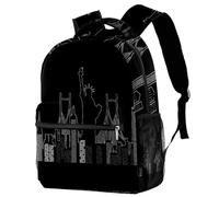 RODAILYCAY Kids Backpack, New York Night Time School Backpack, Waterproof Rucksack Casual Daypack, Book Bag Laptop Bag for Men Women