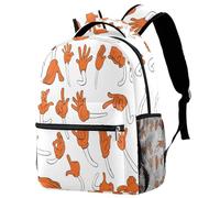 RODAILYCAY Kids Backpack, Orange Hands Gesture Funny School Backpack, Waterproof Rucksack Casual Daypack, Book Bag Laptop Bag for Men Women