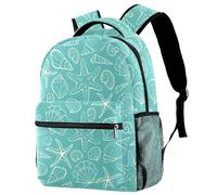 RODAILYCAY Kids Backpack, Star Shell Blue School Backpack, Waterproof Rucksack Casual Daypack, Book Bag Laptop Bag for Men Women