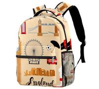 RODAILYCAY Kids Backpack, Tourist England Travel London Elements School Backpack, Waterproof Rucksack Casual Daypack, Book Bag Laptop Bag for Men Women