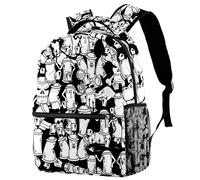 RODAILYCAY Kids Backpack, Youkai Black and White Strange School Backpack, Waterproof Rucksack Casual Daypack, Book Bag Laptop Bag for Men Women